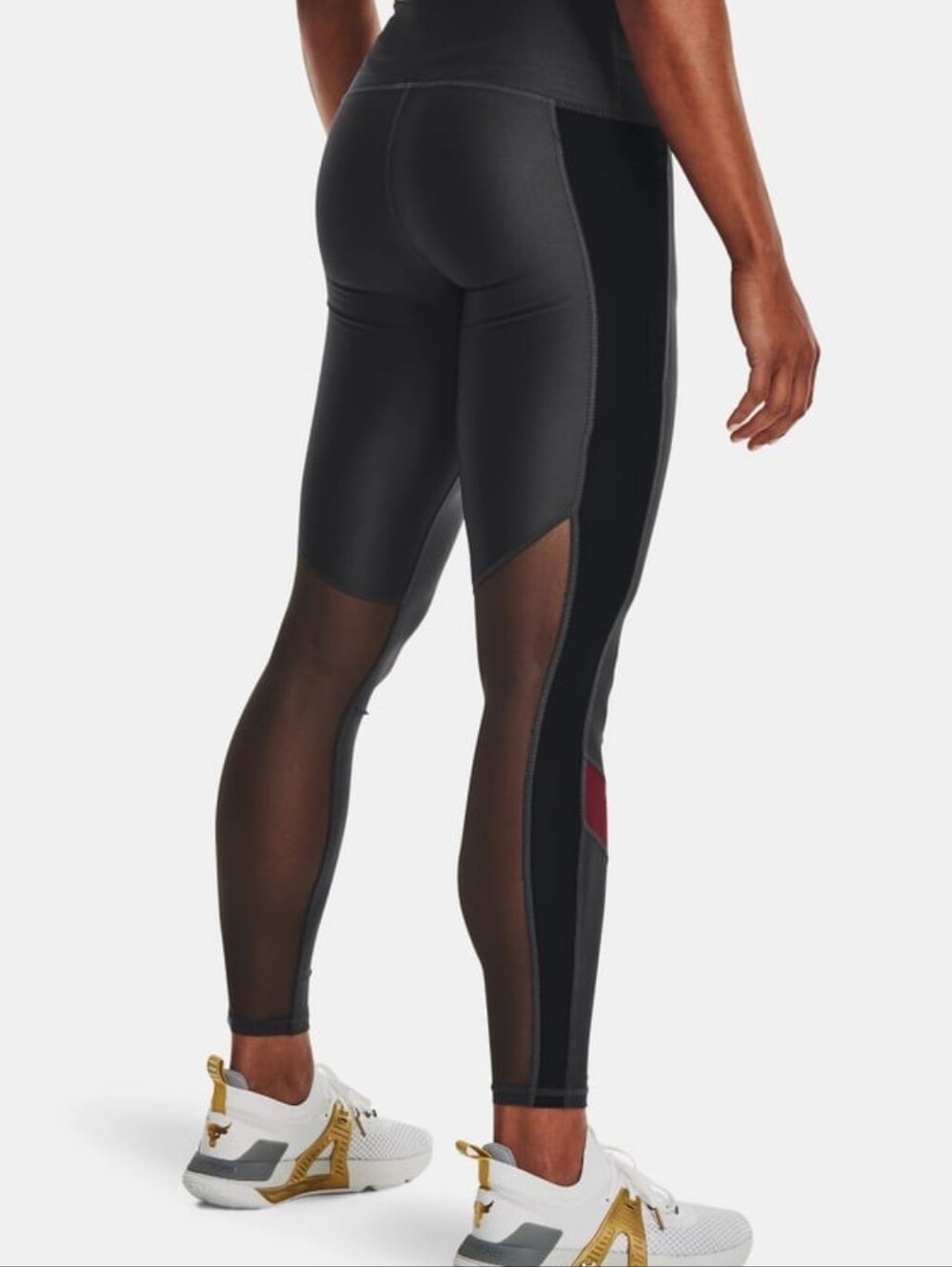 Under Armour Women's Gray Leggings with Red Dwayne Johnson Logos